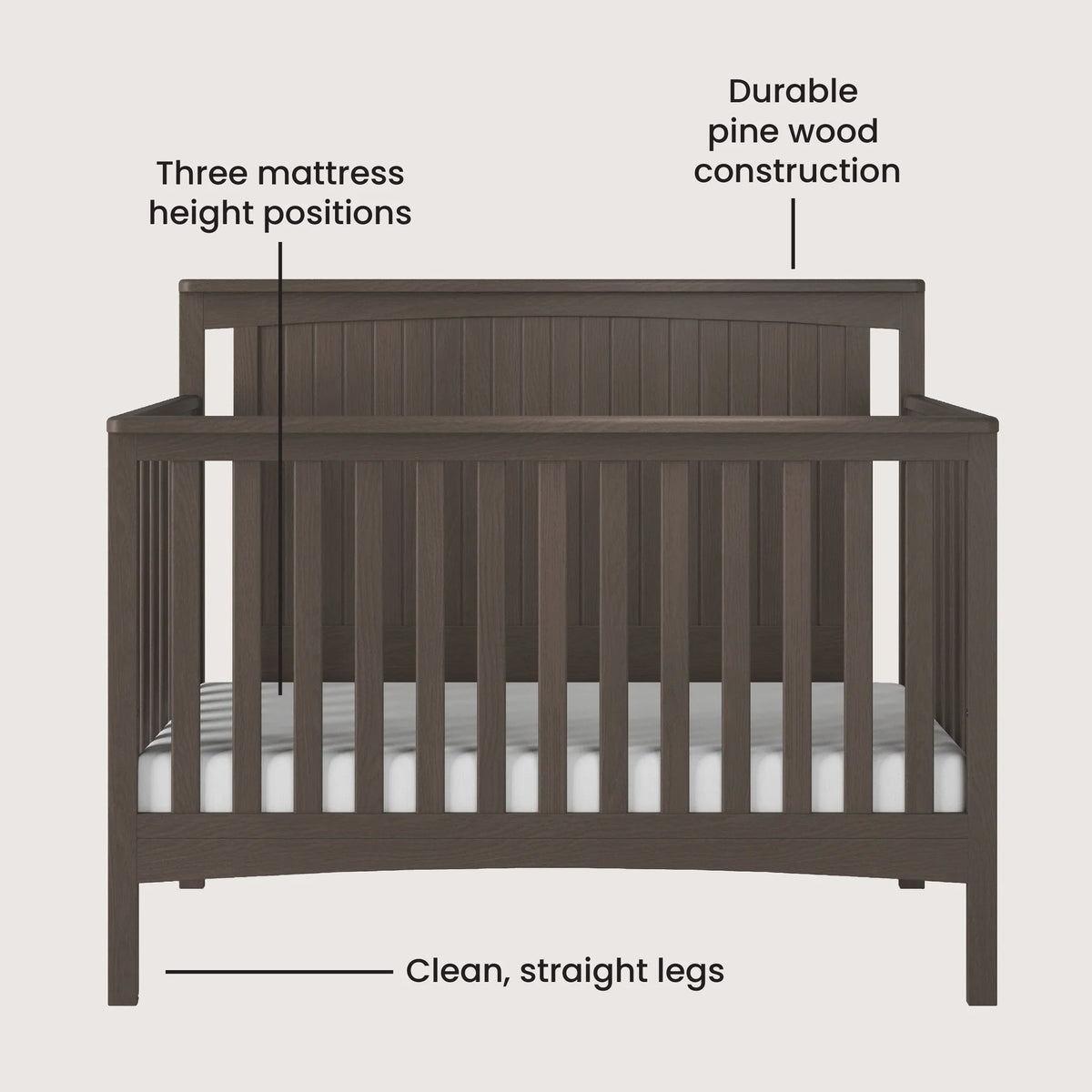 4-Piece Nursery Set with Convertible Crib, Dresser, Glider, and Toy Box Y661