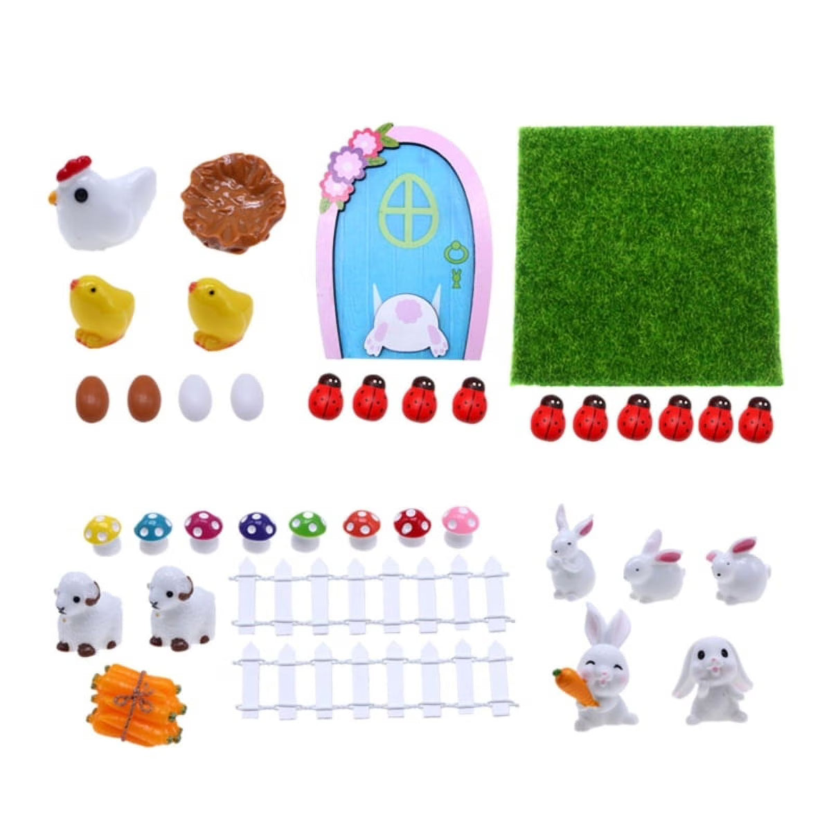 Dollhouse Miniature Easter Rabbit Garden Chick Door T92400
