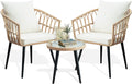 3 Piece Beige Wicker Patio Bistro Set L327133