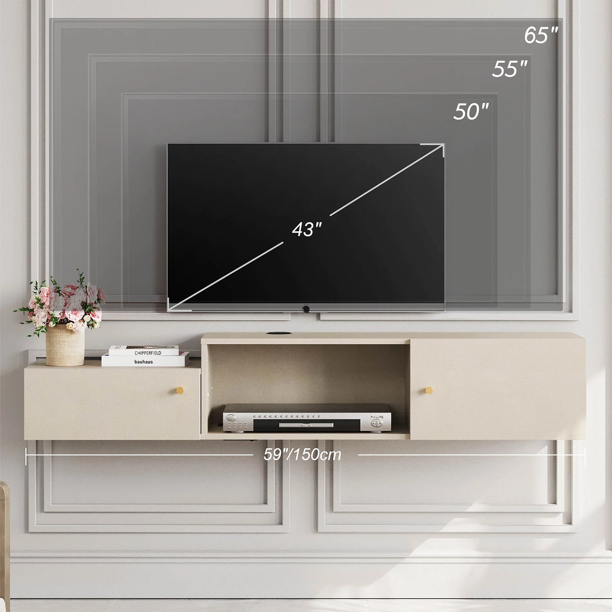 Wall Mounted TV Stand with Storage and Lights F43496