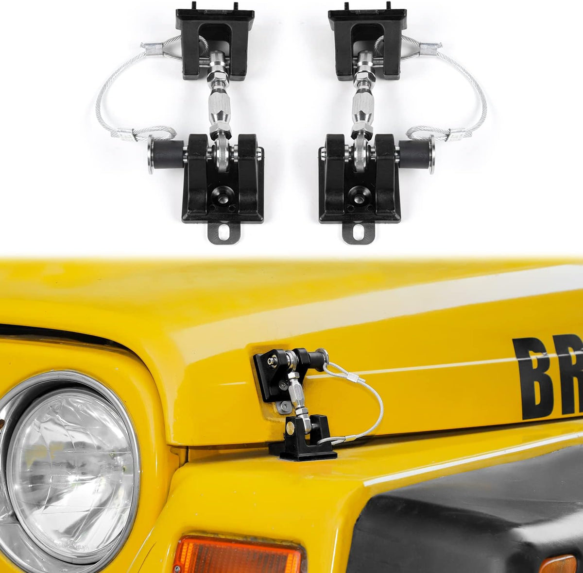 Black Locking Hood Latch Kit for Jeep Wrangler TJ, Pack of 2 I256549