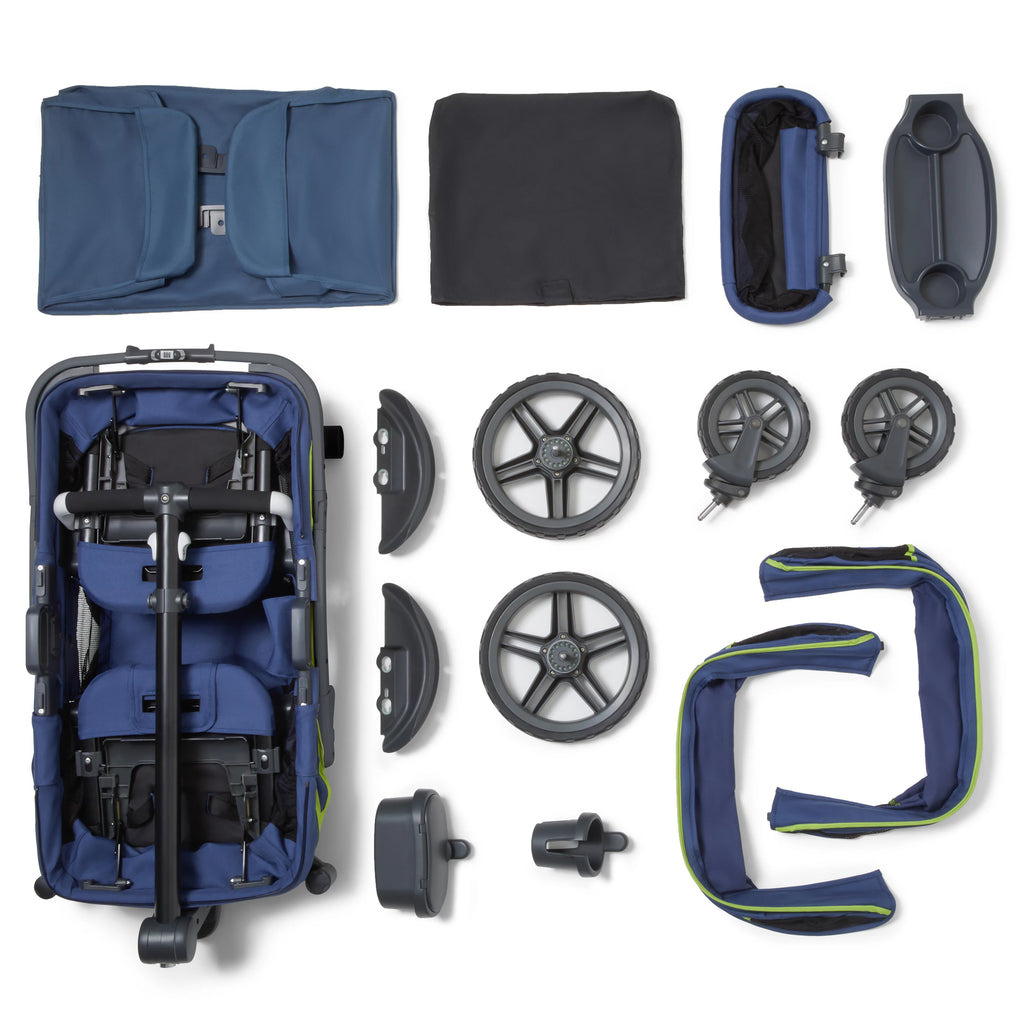 2-Seater Wagon Stroller with Rugged Wheels and Removable Canopy G221