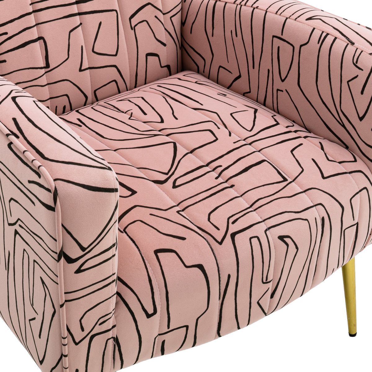Velvet Wing Back Accent Chair with Metal Gold Legs C43065