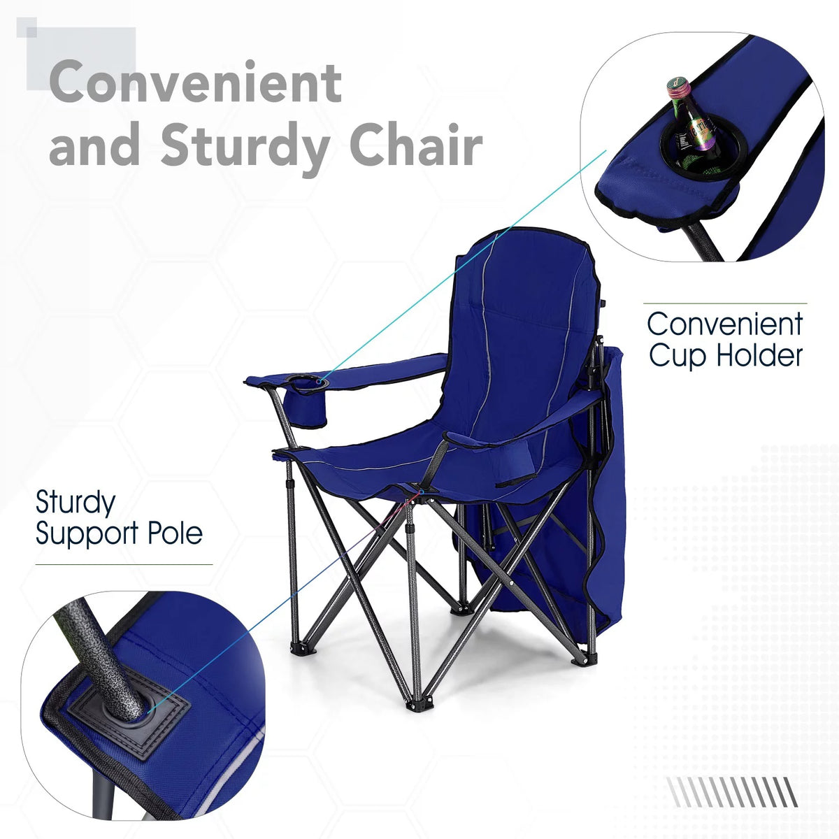 Folding Canopy Chair with Cup Holder and Storage Bag, Blue N3420