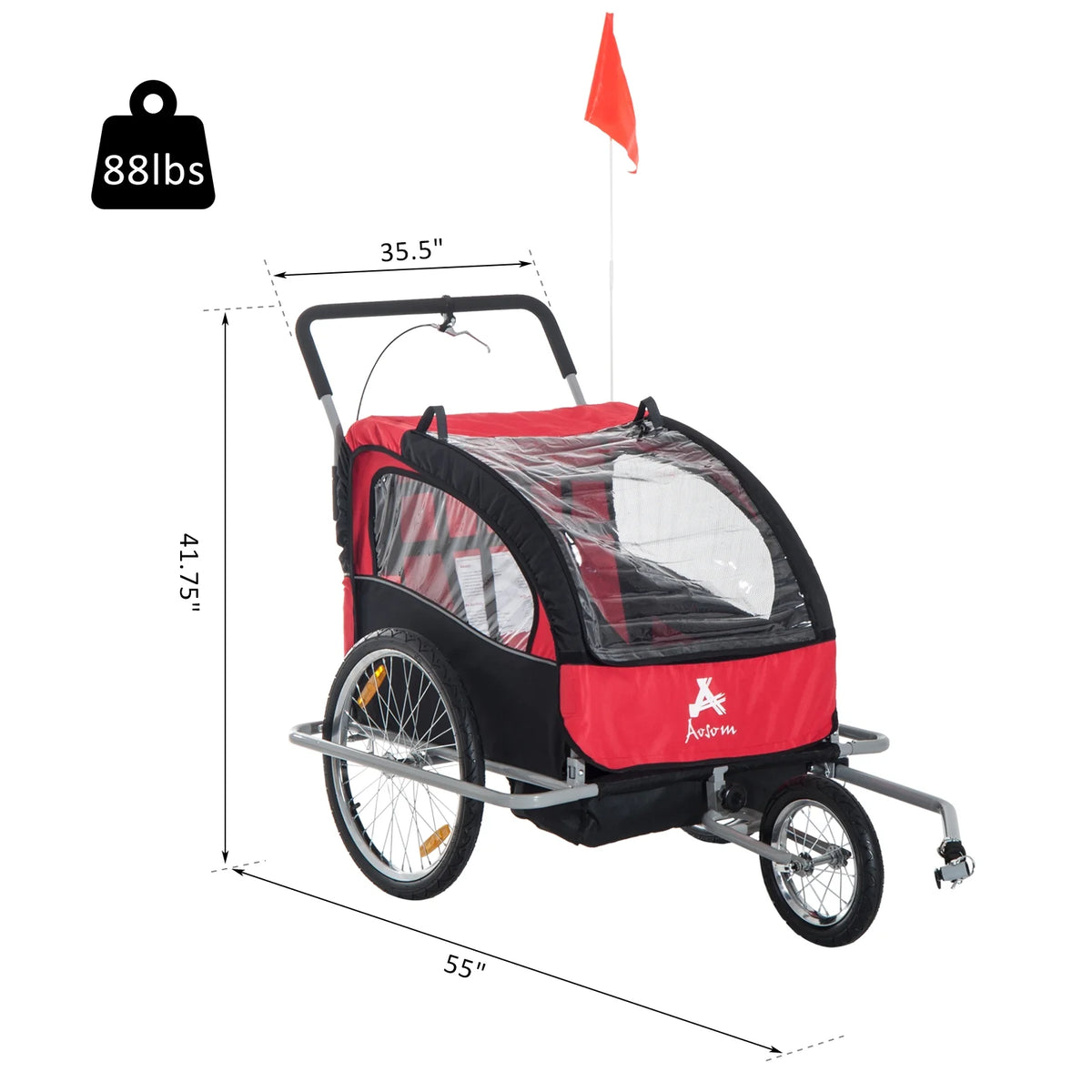 Blue 2-In-1 Double Child Bicycle Cargo Trailer And Jogger H6589