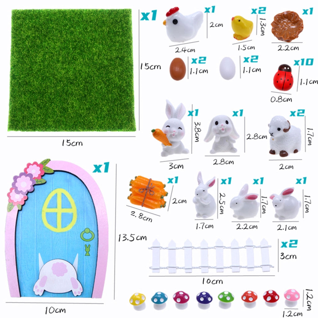 Dollhouse Miniature Easter Rabbit Garden Chick Door T92400
