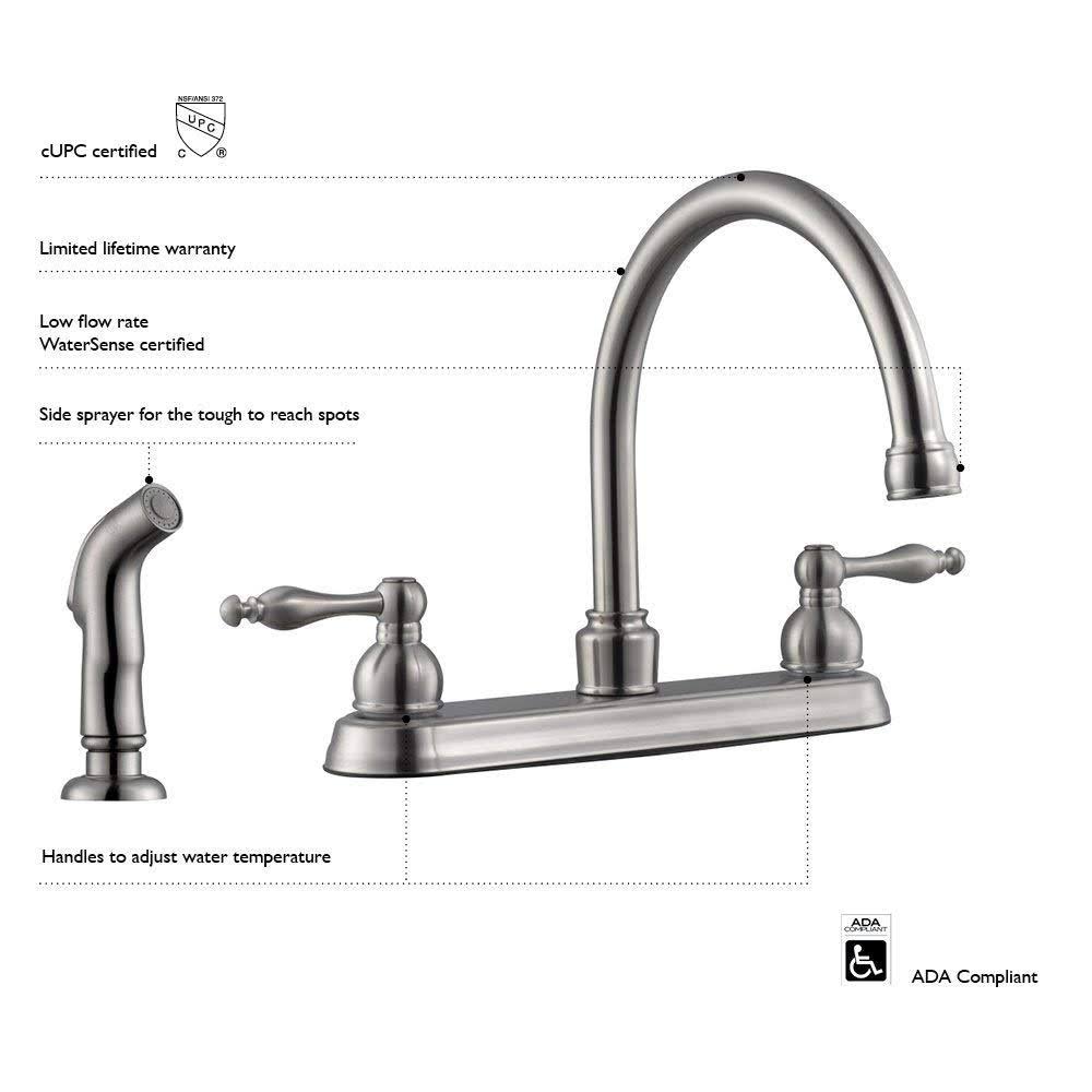 Satin Nickel Kitchen Faucet with Sprayer U375492
