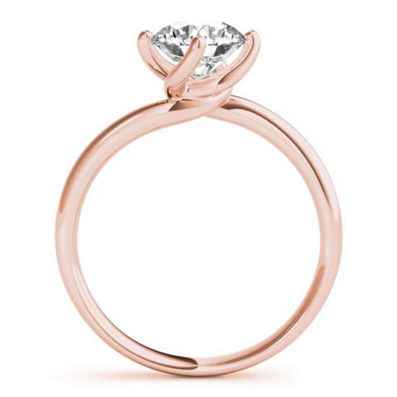 14K Rose Gold Solitaire Round Moissanite Engagement Ring T42569