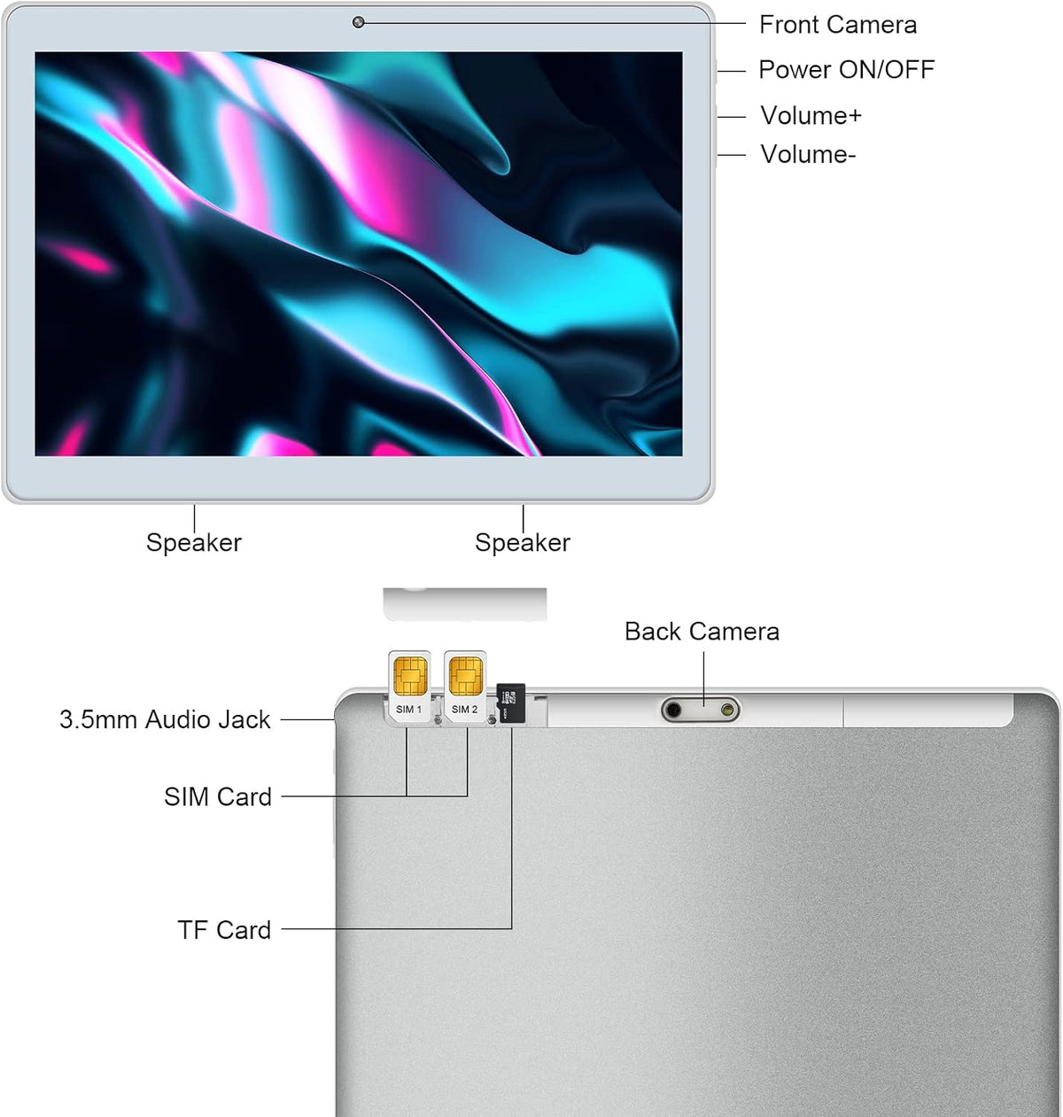 10.1 Inch Android Tablet with Dual SIM Card Slot 2GB+32GB Z61752