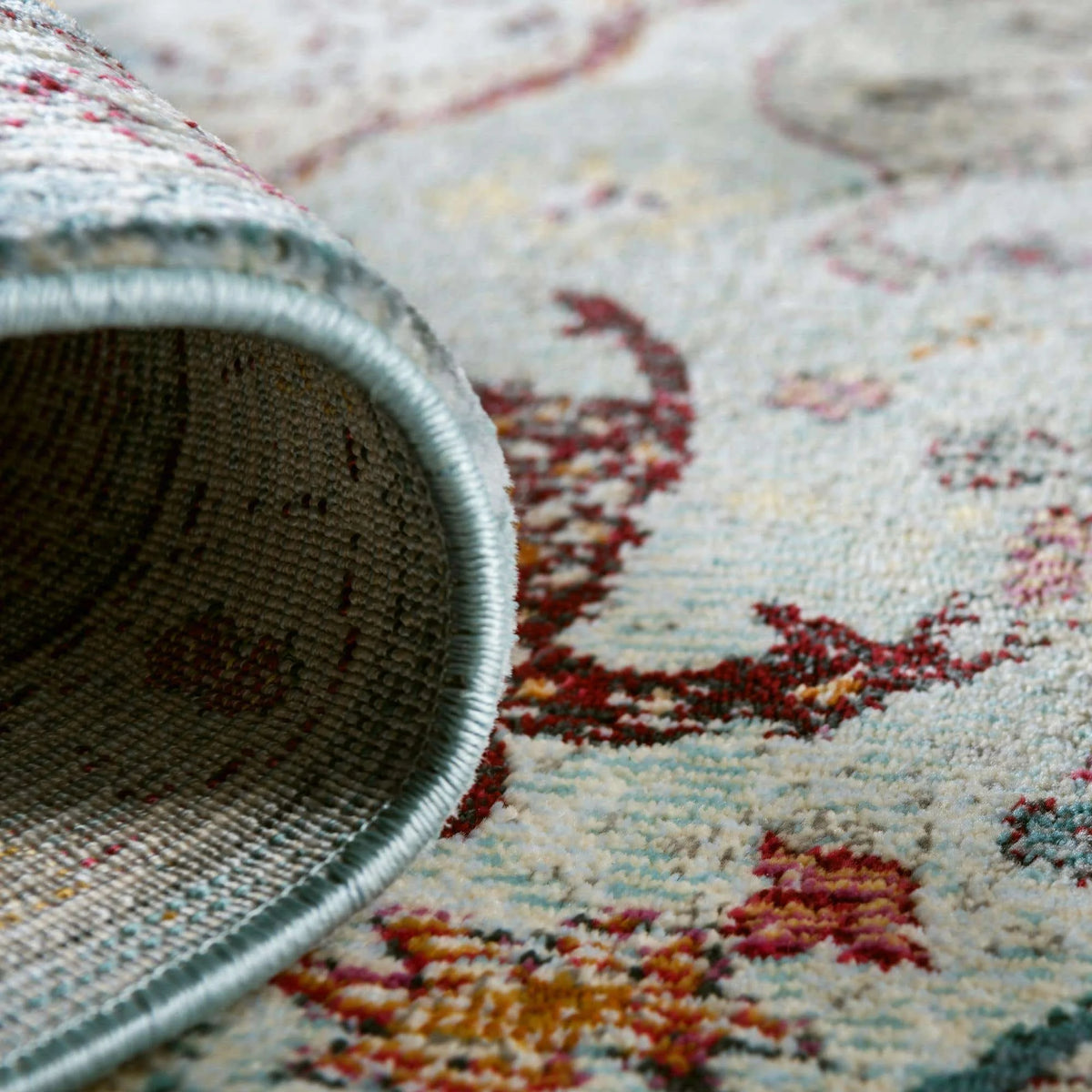 Light Blue/Cream Octagon Rug Q1510