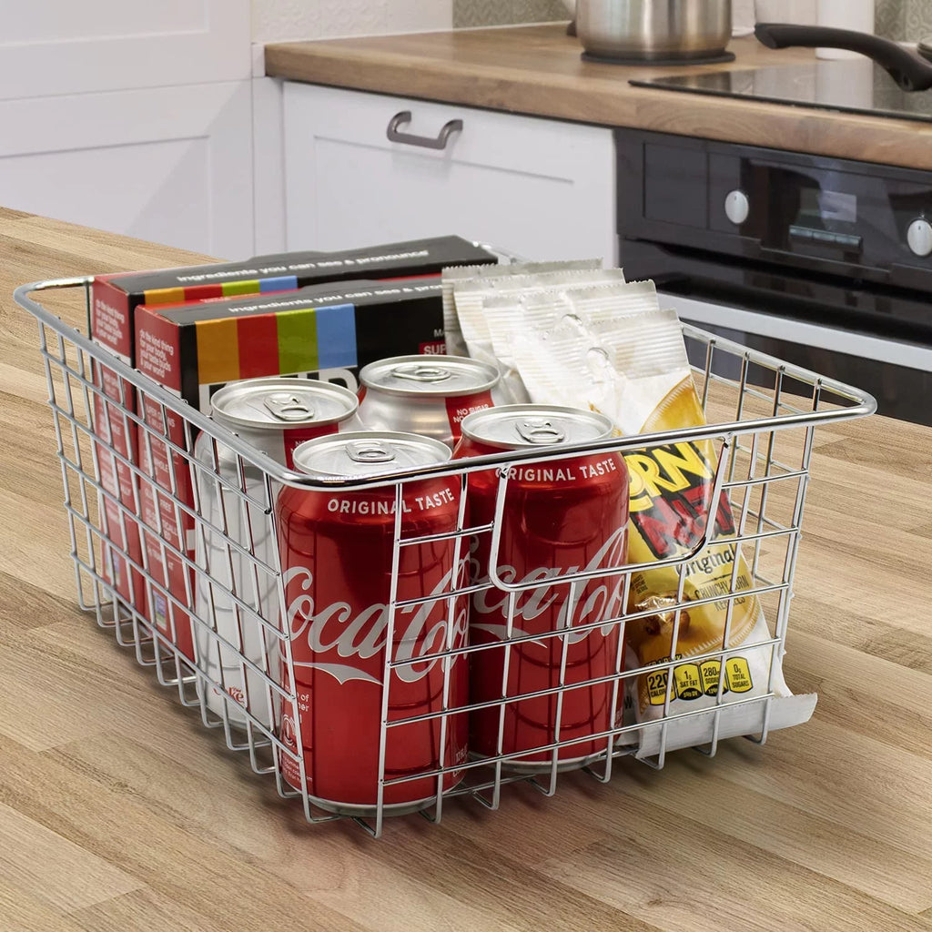 Metal Wire Storage Baskets 4-Pack Silver Q556992