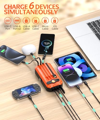 40000mAh Solar Power Bank with 4 Cables and Hand Crank C498795
