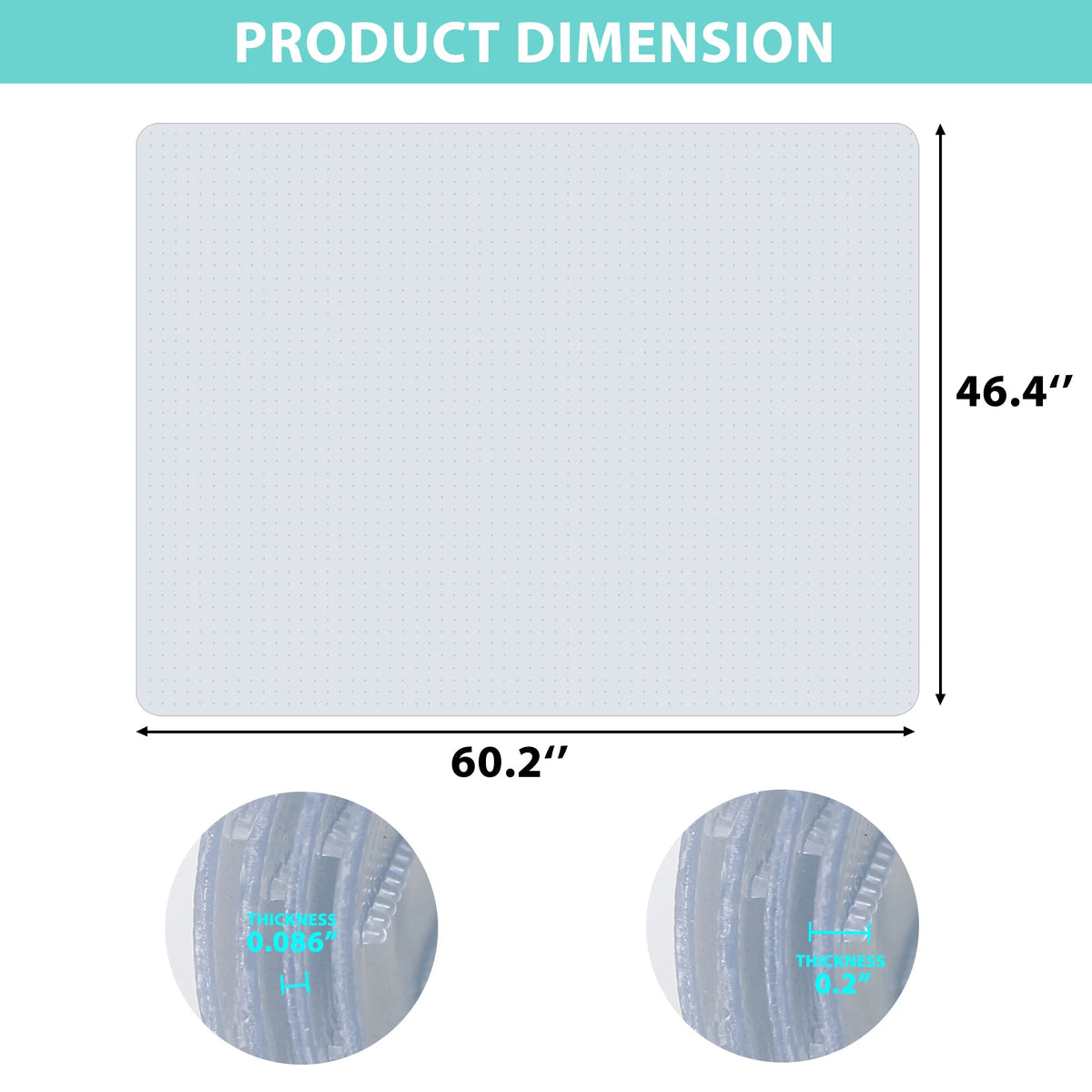 Clear PVC Office Chair Mat with Cleats S71636