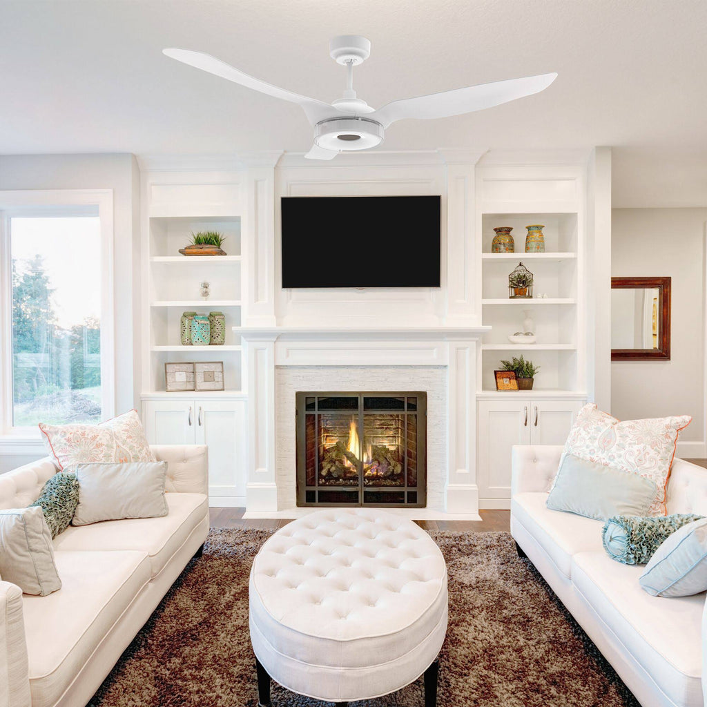 White Smart Ceiling Fan with Dimmable LED Light and Remote O7616
