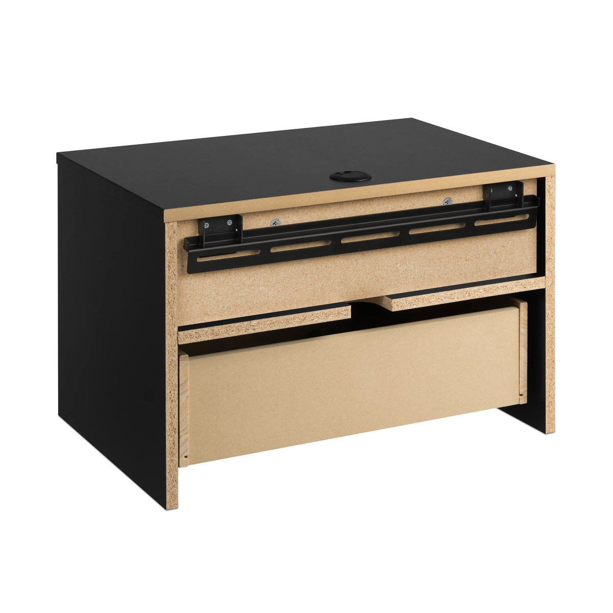Black Floating Nightstand With Open Shelf B1325