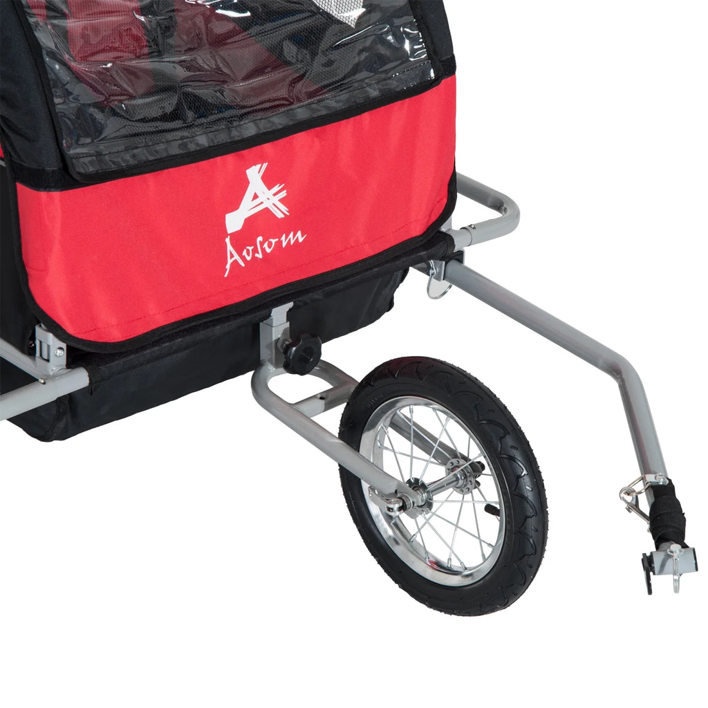 Blue 2-In-1 Double Child Bicycle Cargo Trailer And Jogger H6589