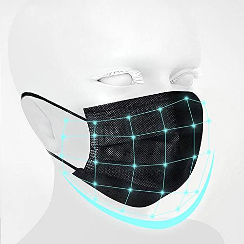 100PCS 3 Ply Black Disposable Face Mask O75467