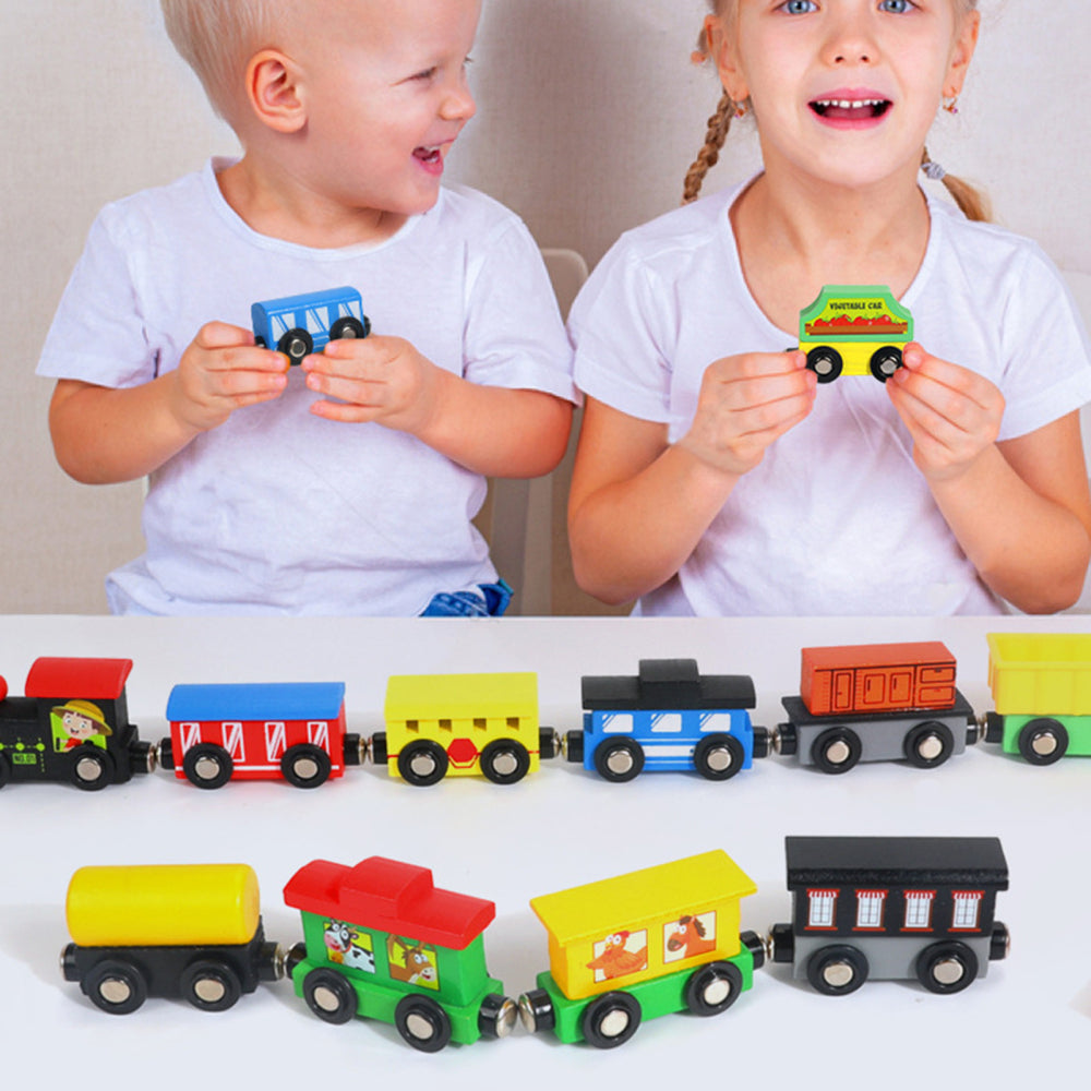 Magnetic Wooden Train Toys Assembling Blocks Toy Q9386
