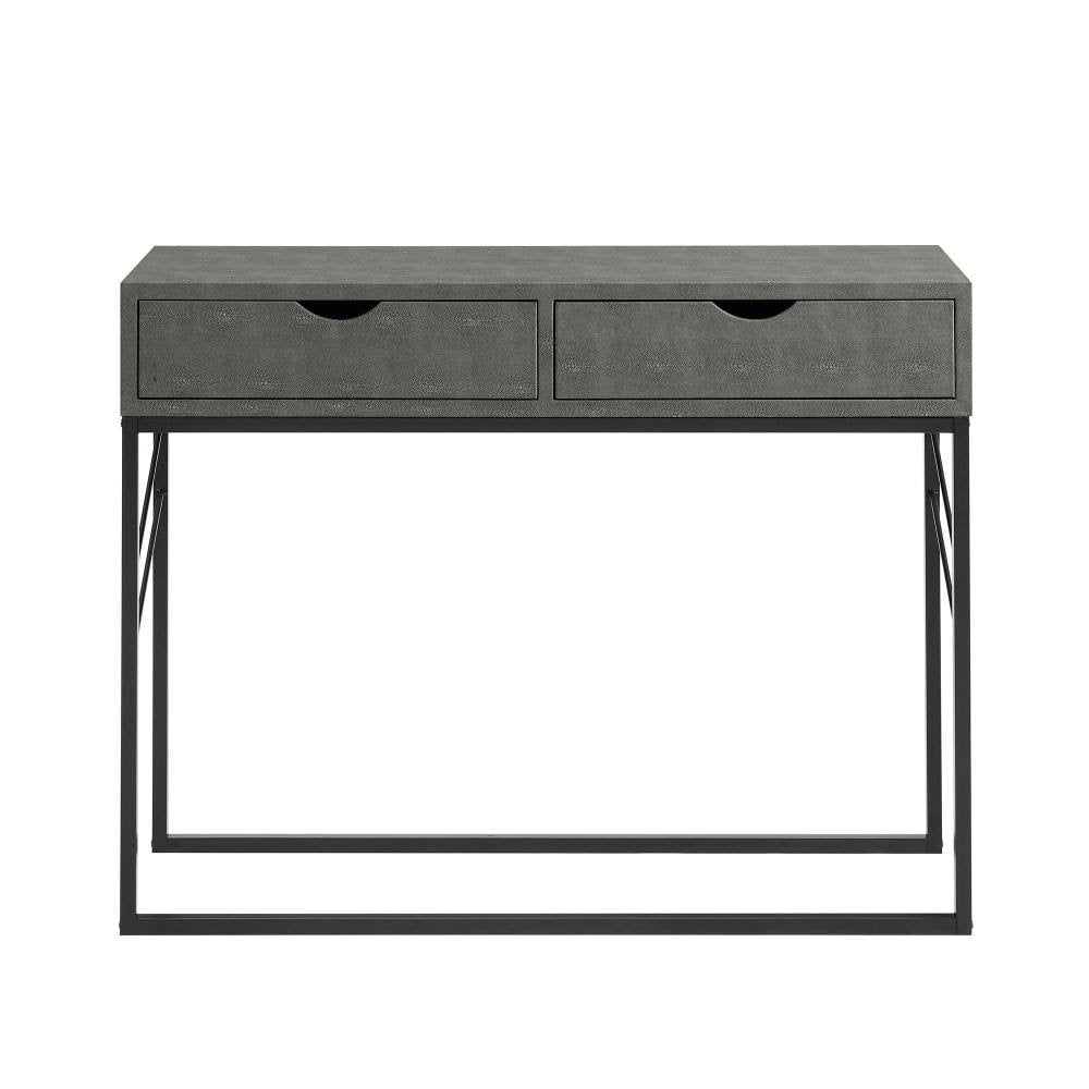 Grey 2-Drawer Faux Shagreen Entry Table P347