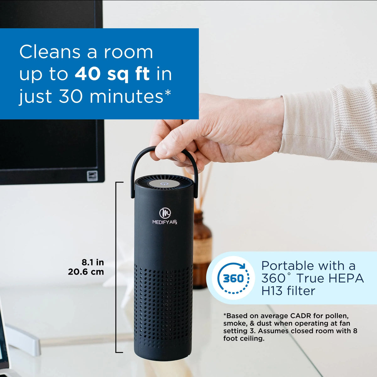 Portable Air Purifier with True HEPA H13 Filter, Black U135
