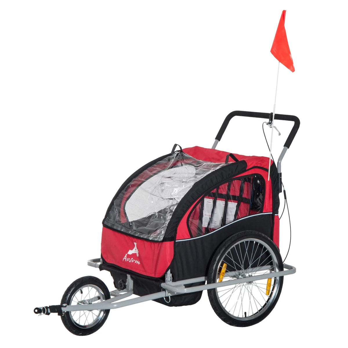 Blue 2-In-1 Double Child Bicycle Cargo Trailer And Jogger H6589