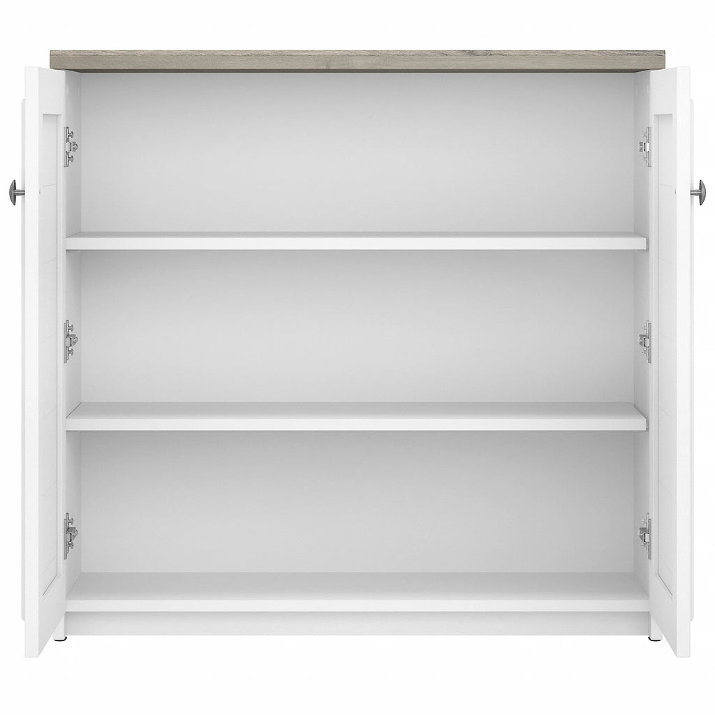 White & Gray Storage Cabinet with Doors T91962