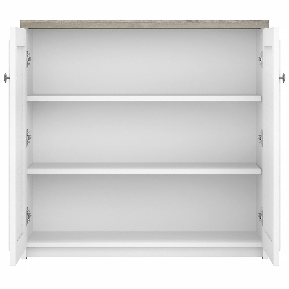 White & Gray Storage Cabinet with Doors T91962