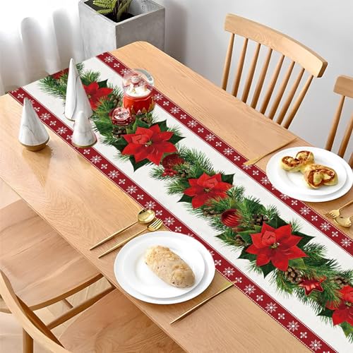 Red Christmas Table Runner 13 x 60 Inch G6617