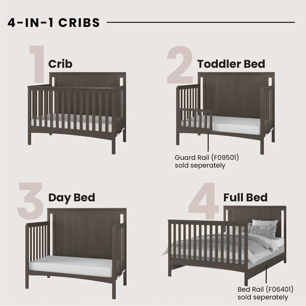 4-Piece Nursery Set with Convertible Crib, Dresser, Glider, and Toy Box Y661