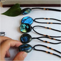 Natural Labradorite Moonstone Polished Drum Stone Quartz Crystal Point Pendant Necklace W7212