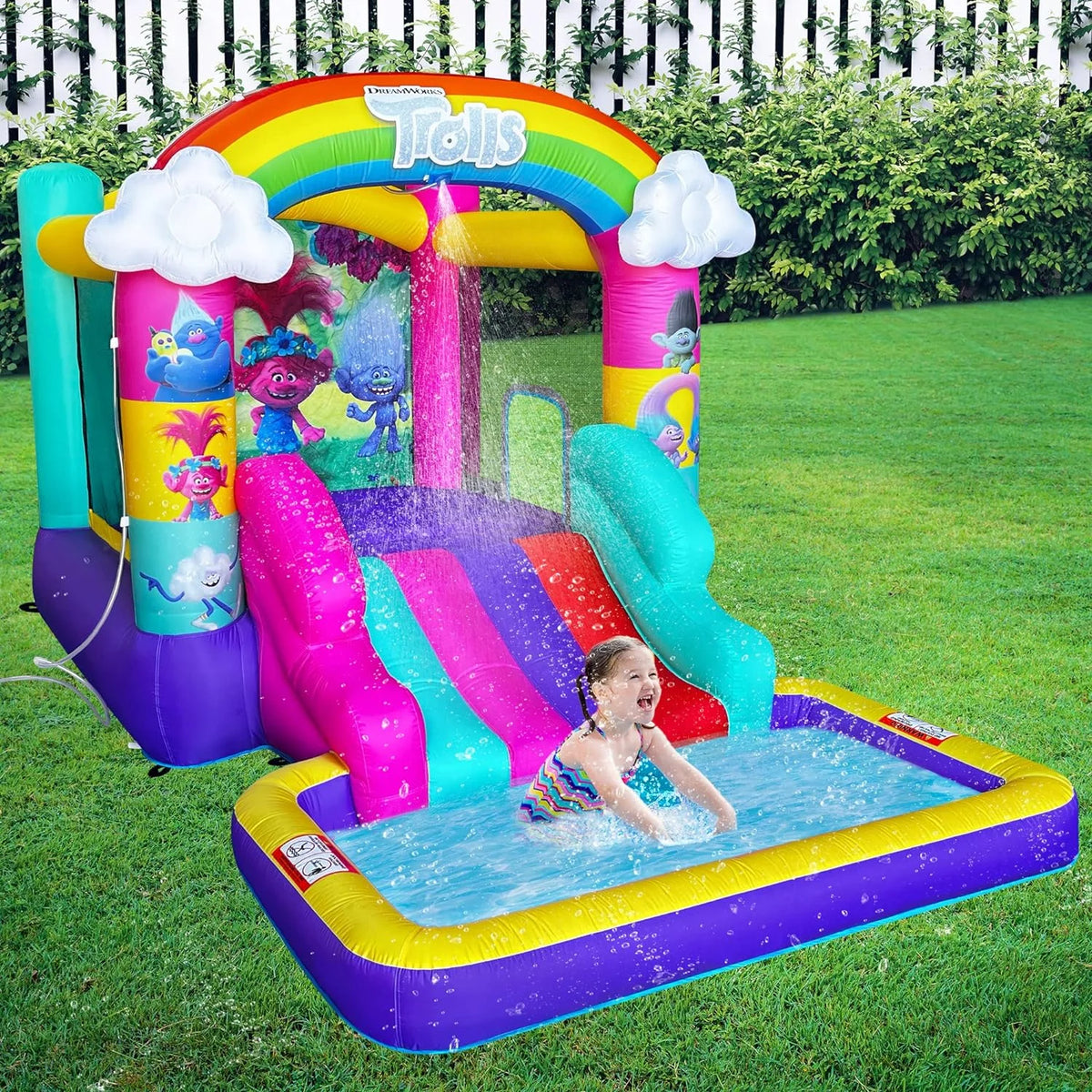 Inflatable Bounce House with Slide, Outdoor Waterslide with Pool, Heavy Duty Air Blower Z331925