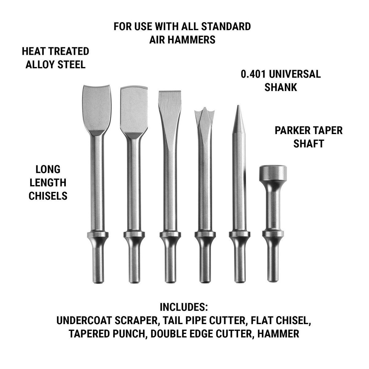 Air Hammer Chisel Set, 6-Piece R6227