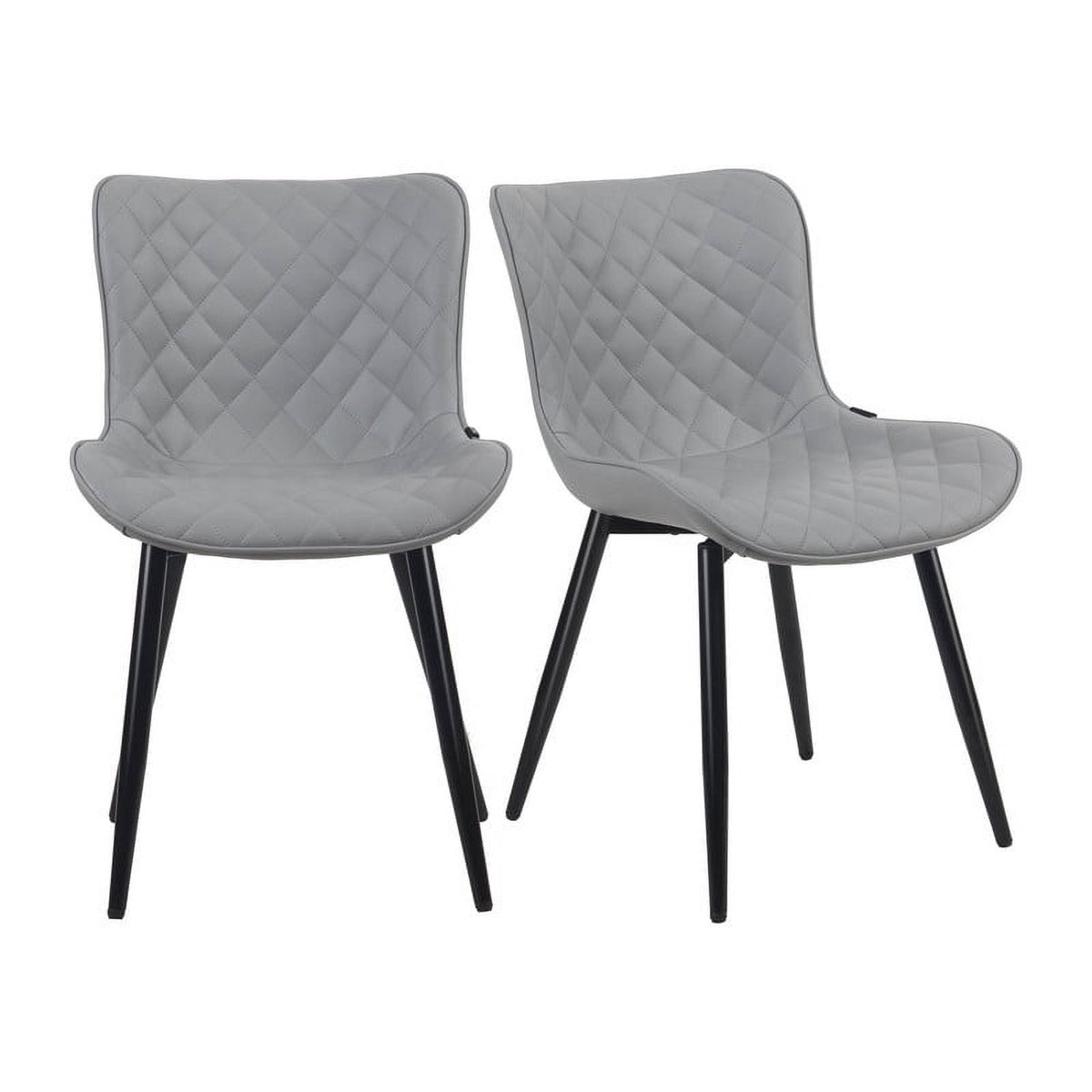 Gray Faux Leather Dining Chair Set of 2 C632