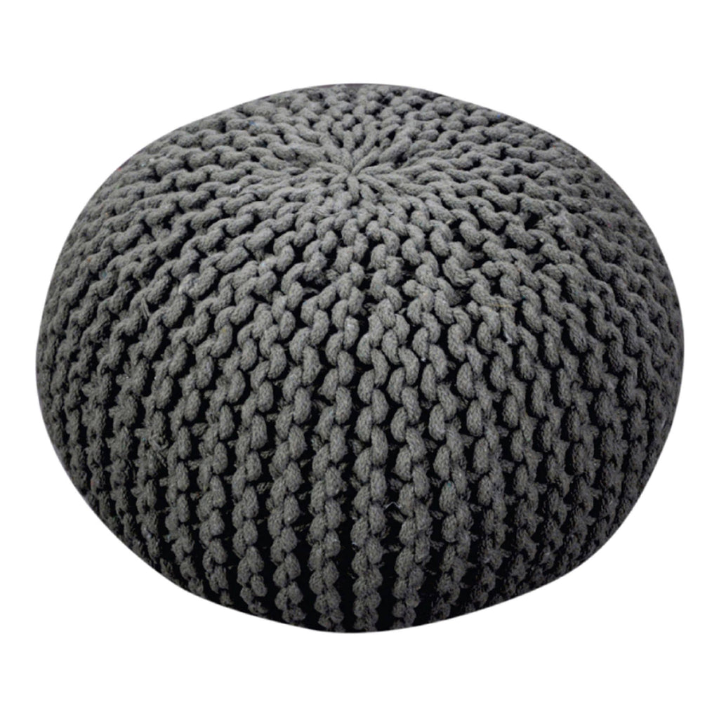 Gray Hand Knitted Pouf Ottoman Y31697