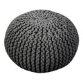 Gray Hand Knitted Pouf Ottoman Y31697