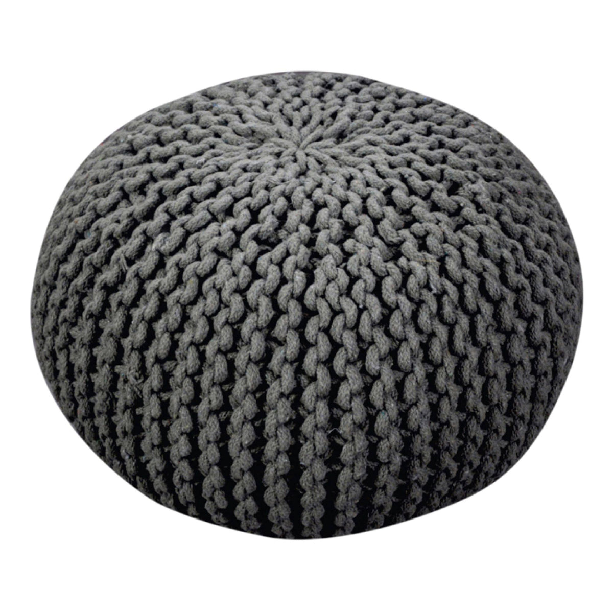 Gray Hand Knitted Pouf Ottoman Y31697