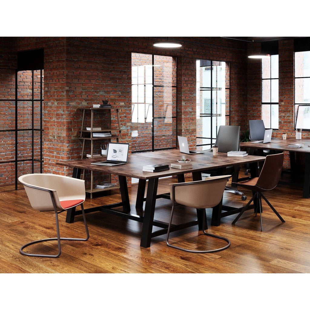 Brown Faux Leather Break Room Chair Q815104