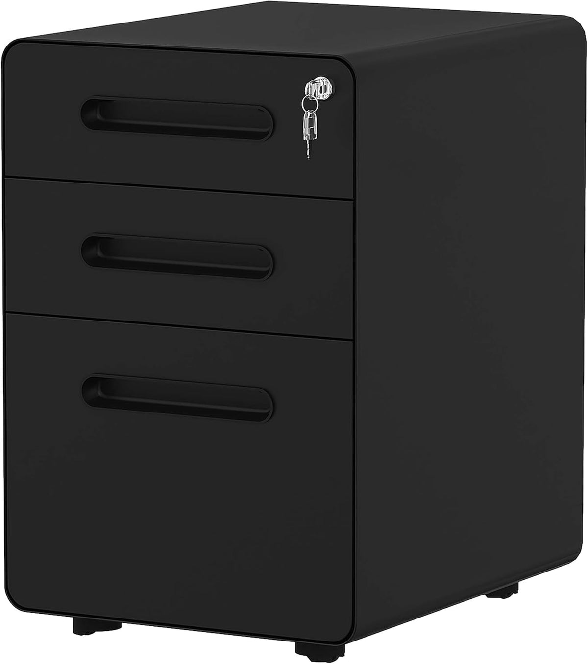 White Metal 3-Drawer Rolling File Cabinet with Lock D953196