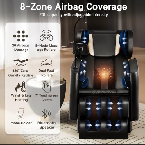 Zero Gravity Full-Body Massage Chair with Heating and Foot Rollers N4360