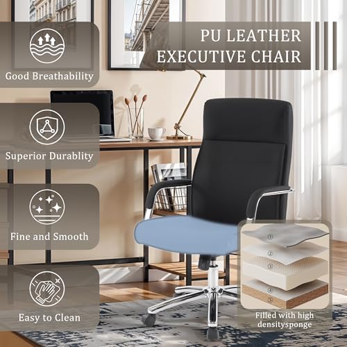 Faux Leather Adjustable Swivel Desk Chair with Gold Legs and Armrests L203235