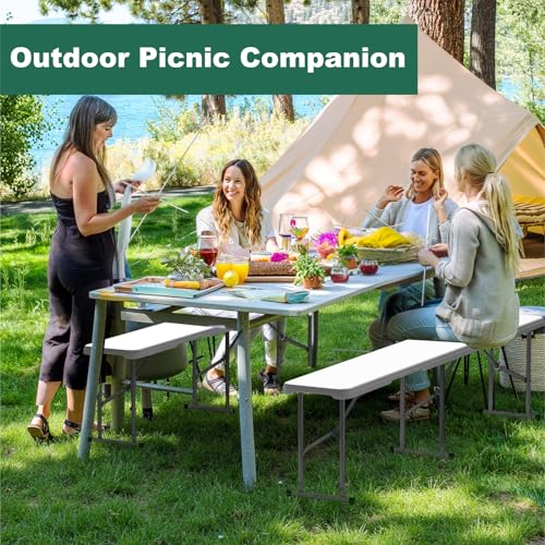 White 6ft Plastic Folding Bench 2 Pack O507731