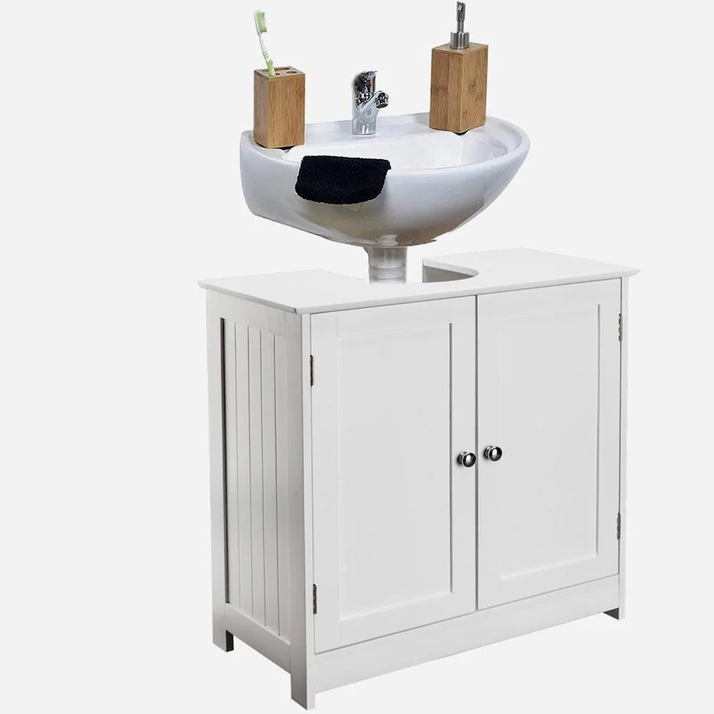 White Under Sink Bathroom Vanity Cabinet with Shelves I106
