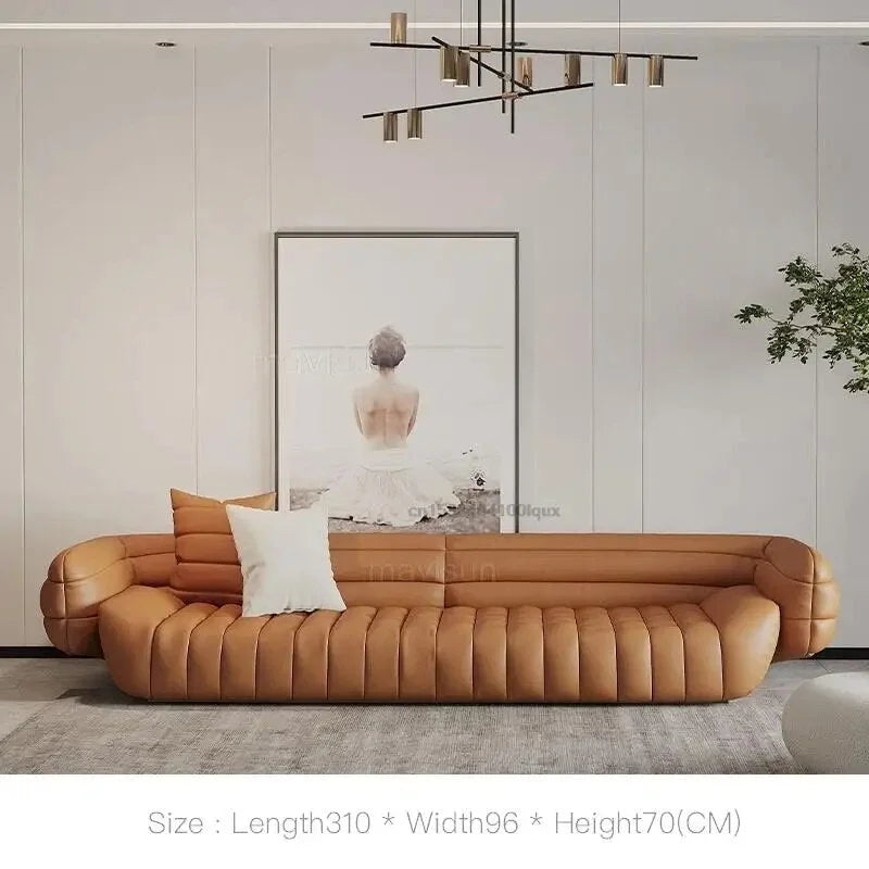 Yellow Light Grey Leather Sofa Y444