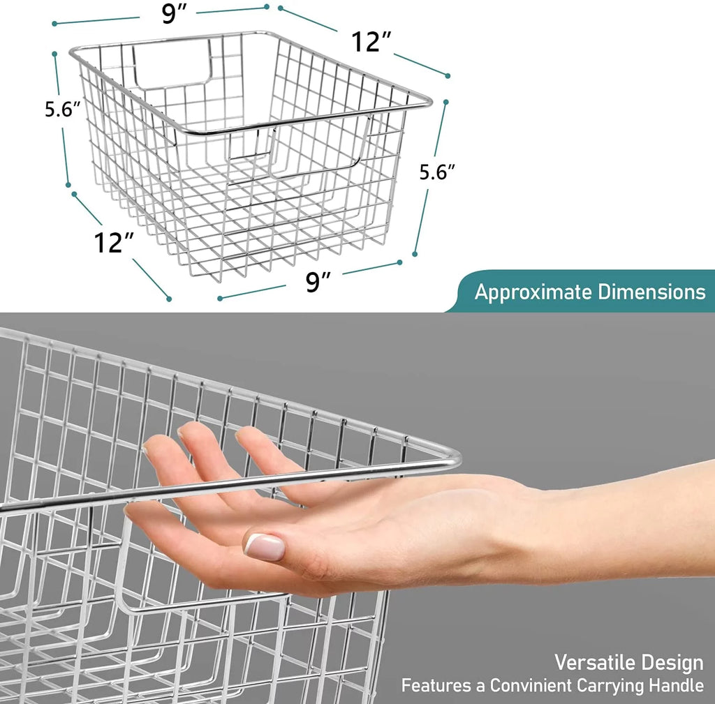 Metal Wire Storage Baskets 4-Pack Silver Q556992