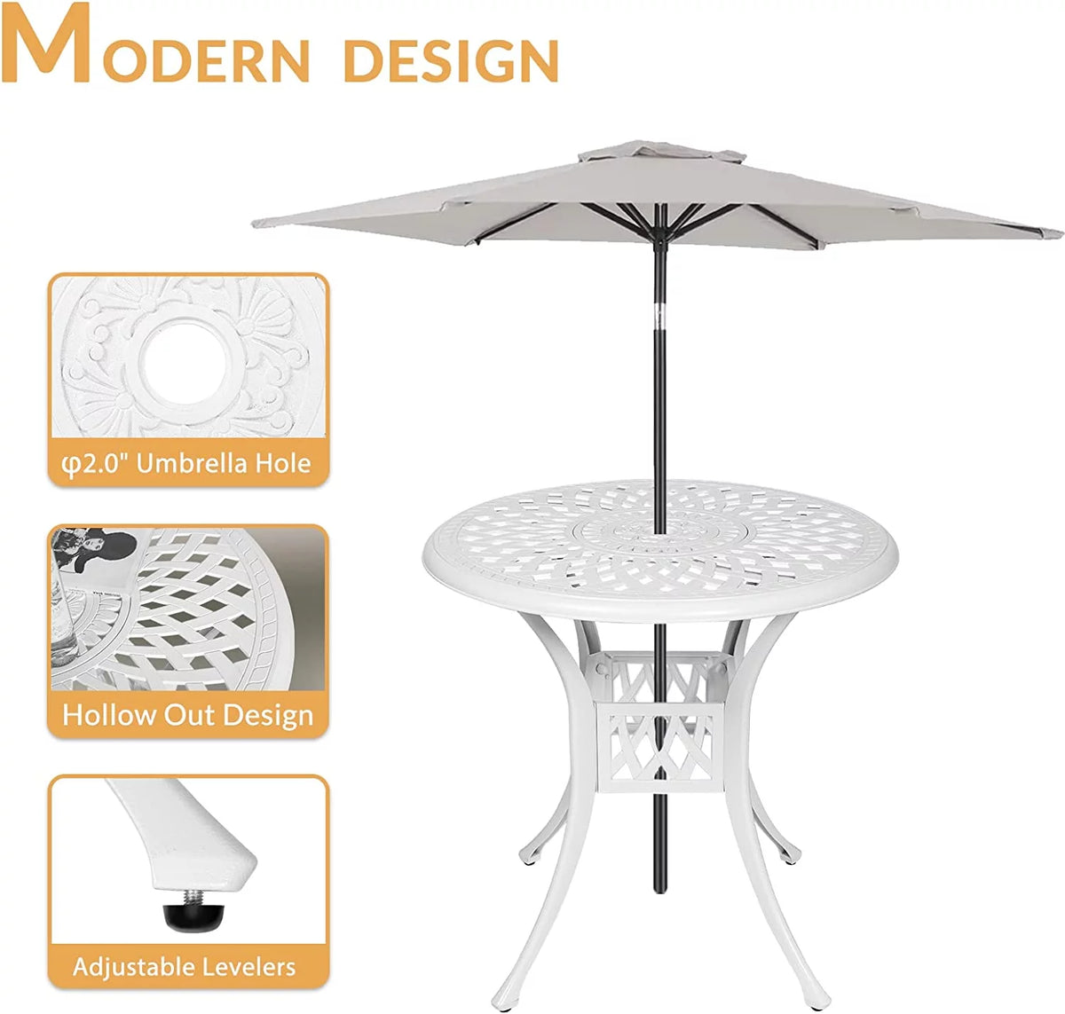 3-Piece Cast Aluminum Outdoor Patio Dining Set with 2 Cushioned Chairs and Round Table H829
