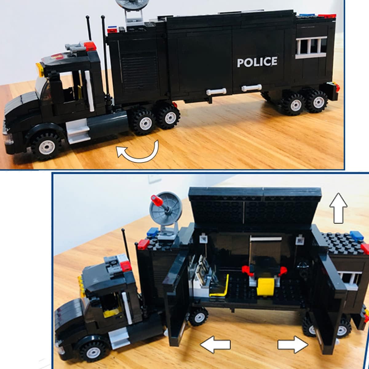 City Police Mobile Command Center Truck Building Blocks Car (540 PCS), City Police Station Building Sets, Model Toys Pack of 2 Y10264
