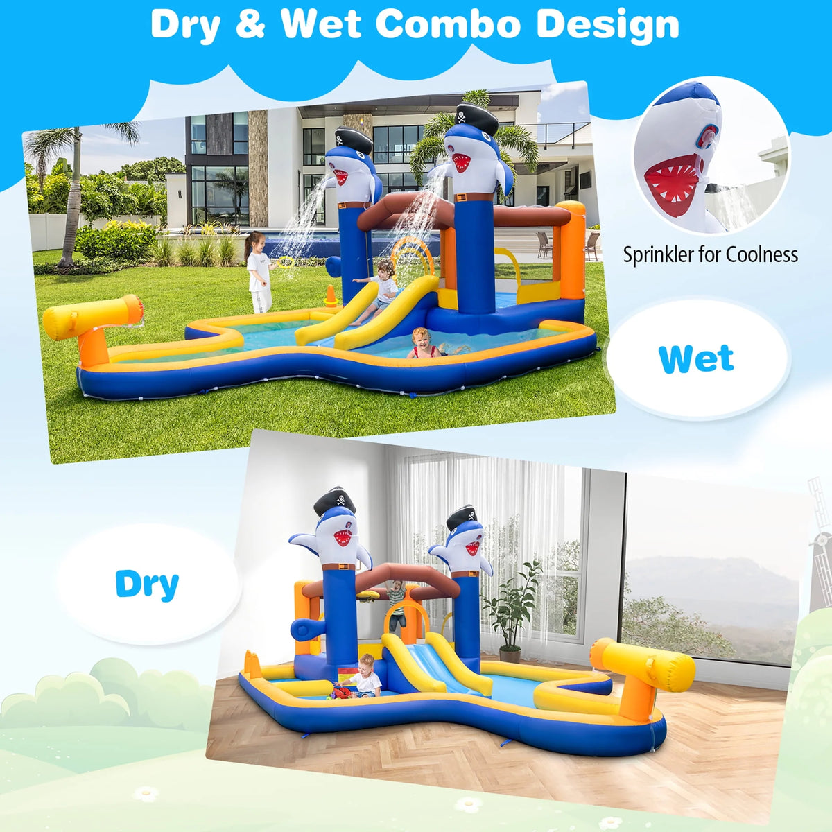 Inflatable Water Slide Park Bounce House Splash Pool V1561