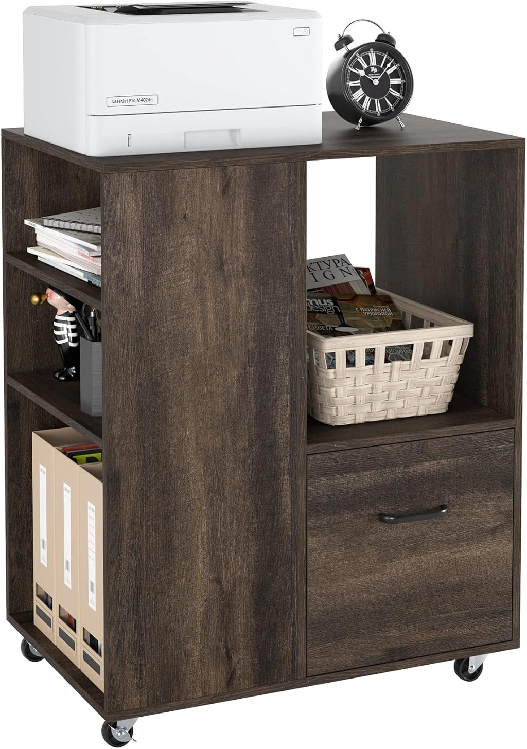 White Mobile File Cabinet with Drawer C83007