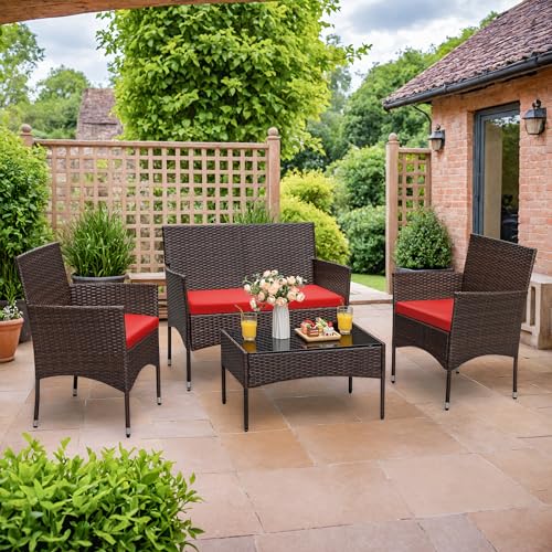 4 Pieces Rattan Wicker Patio Furniture Set S144814
