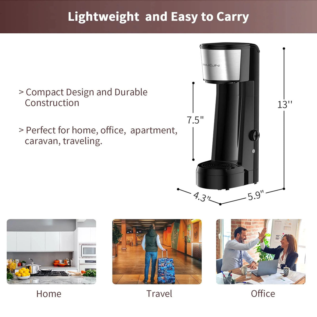Single Serve Coffee Maker with 6 to 14oz Reservoir, Mini Size J6765